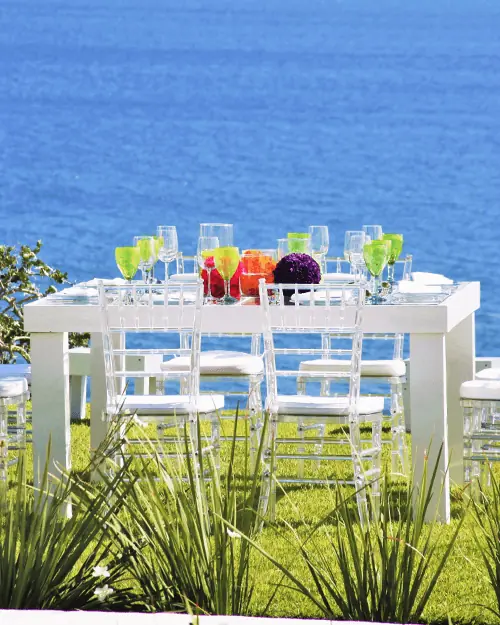 wooden glass banquet table